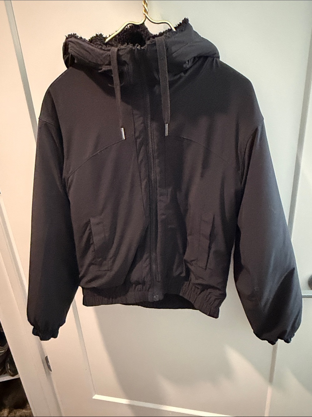 lululemon athletica Black Hooded reversible fleece and waterproof Jacket